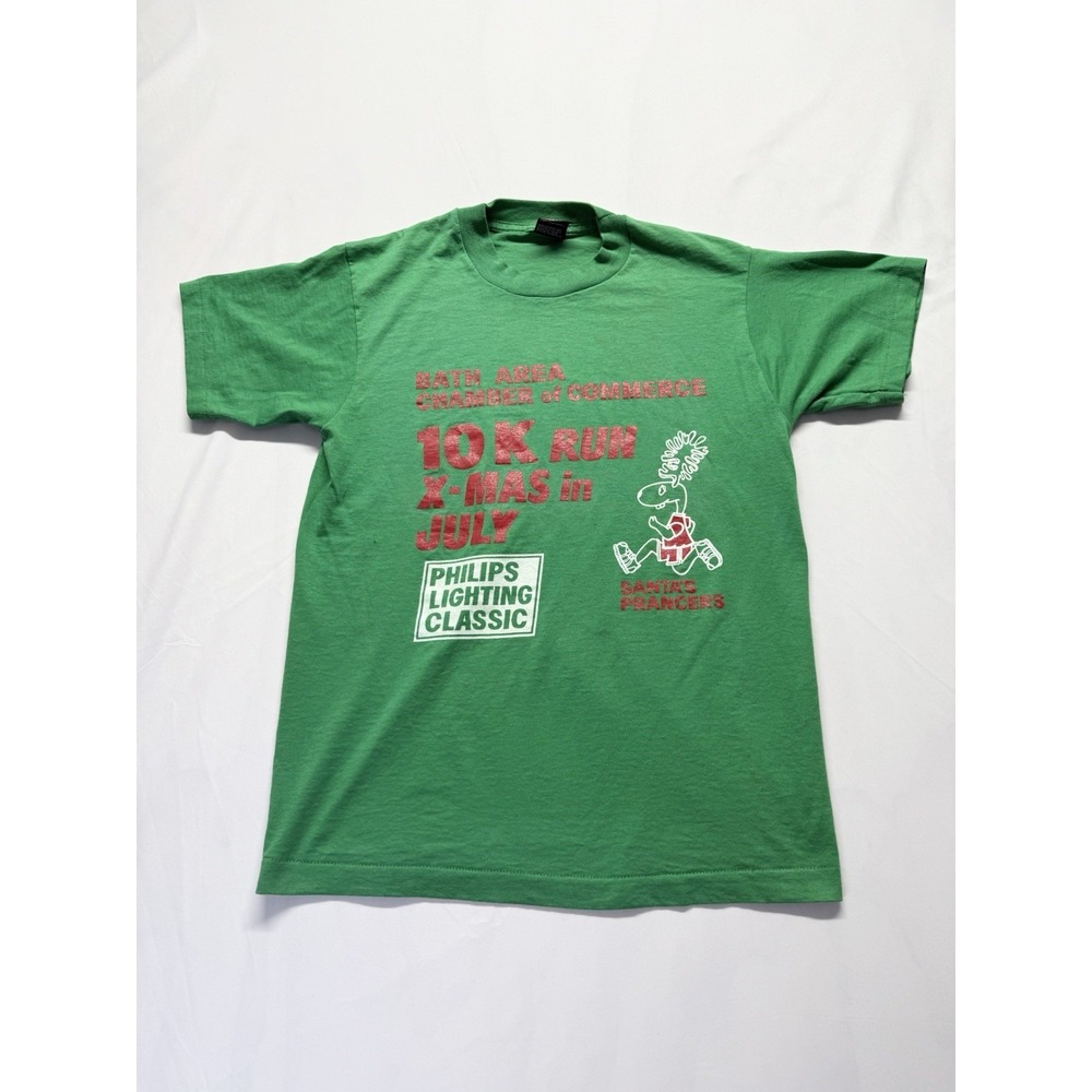 Vintage 90s BEST Snoopy 10k run xmas green T-Shirt M USA Made Tee FOTL *hole
